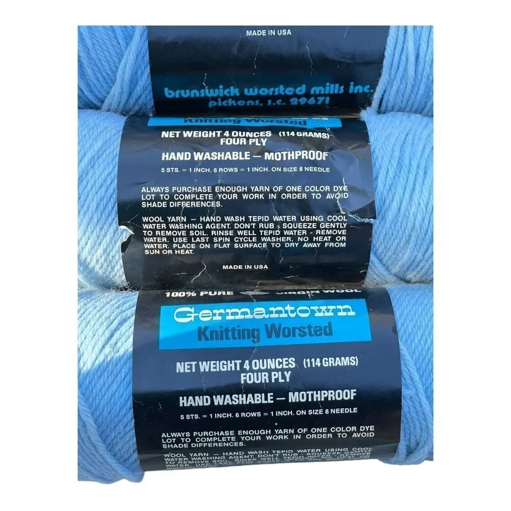 Vintage Yarns Brunswick Germantown virgin wool yarn blue NOS
